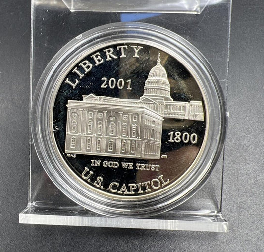 2001 P $1 Capitol visitors Silver Commemorative Dollar Coin GEM Proof in Cap #B