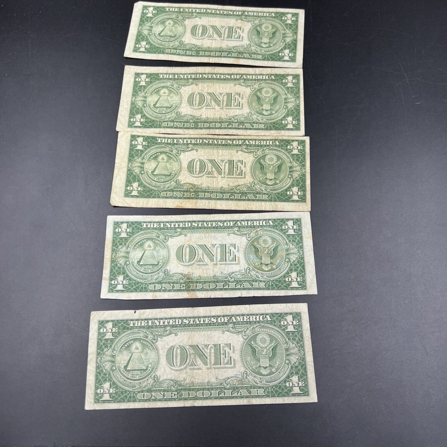 Lot of 5 1935 $1 One Dollar Blue Seal Silver Certificate Note Bills VG + #398