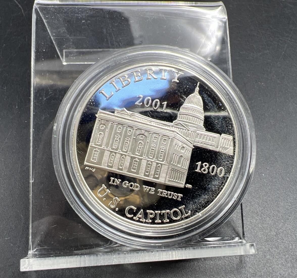 2001 P $1 Capitol visitors Silver Commemorative Dollar Coin GEM Proof in Capsule