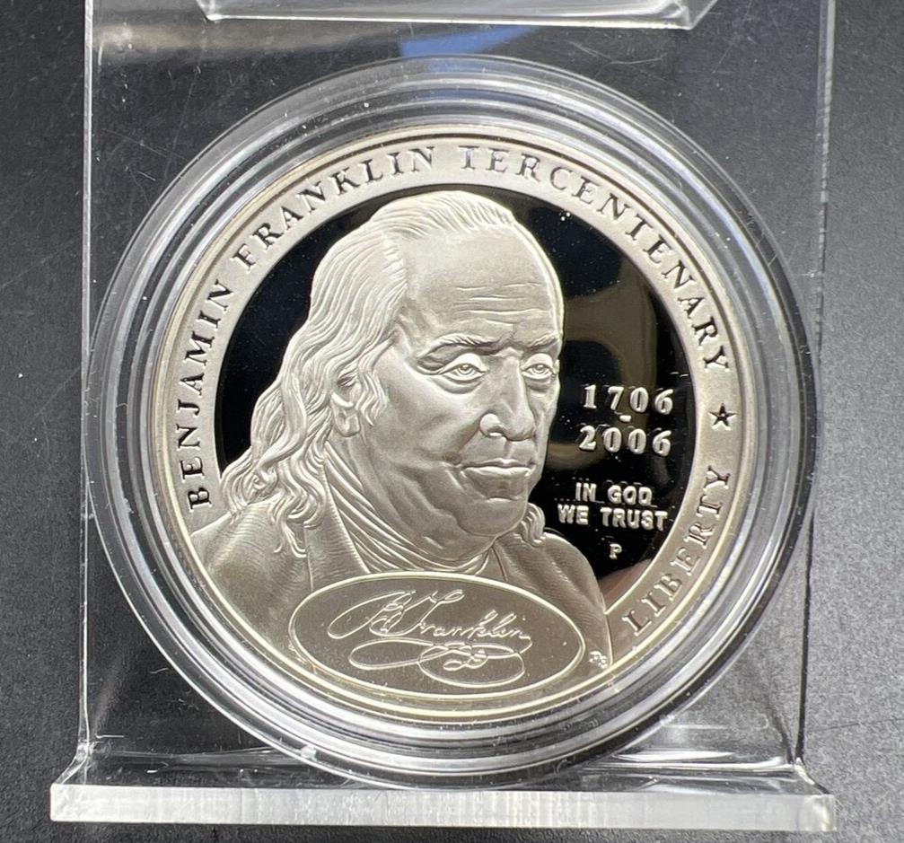 Proof 2006 Ben Franklin Founding Father - US Commemorative 90% Silver Dollar Cap
