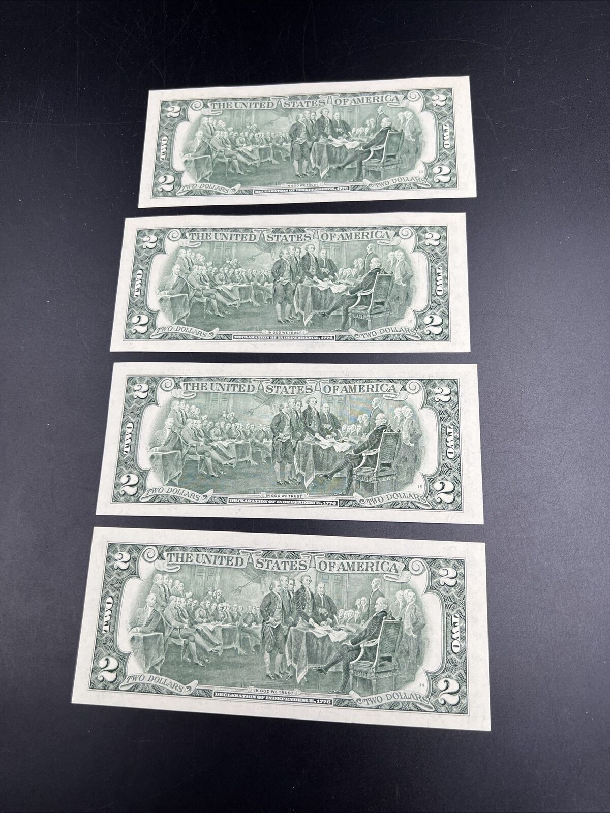 4 Consecutive 1995 $2 Two Dollar FRN Note Bills Choice UNC US Currency Banknotes