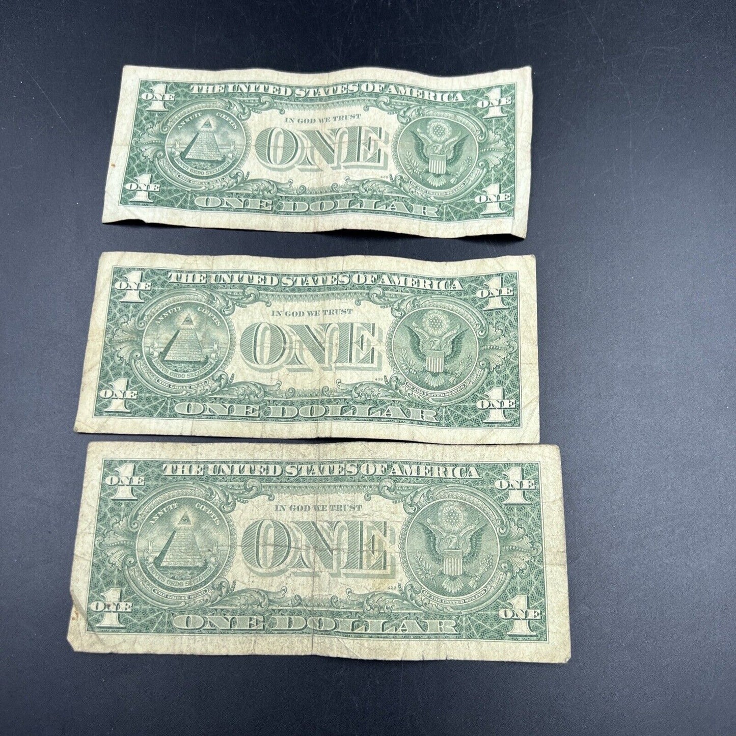 Lot of 3 1957 $1 One Dollar Silver Certificate Blue Seal Note Bills Very Circ 36
