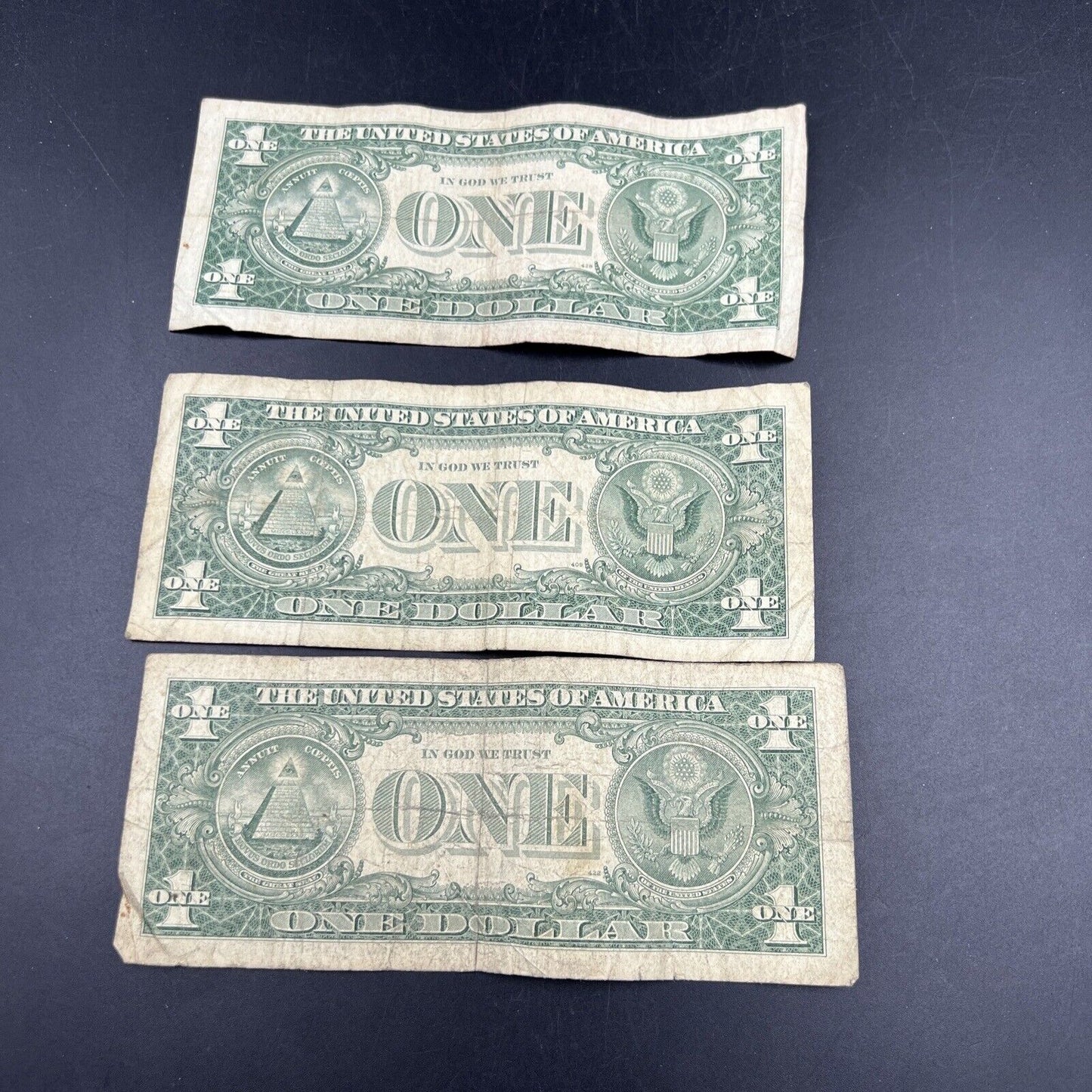 Lot of 3 1957 $1 One Dollar Silver Certificate Blue Seal Note Bills Very Circ 36