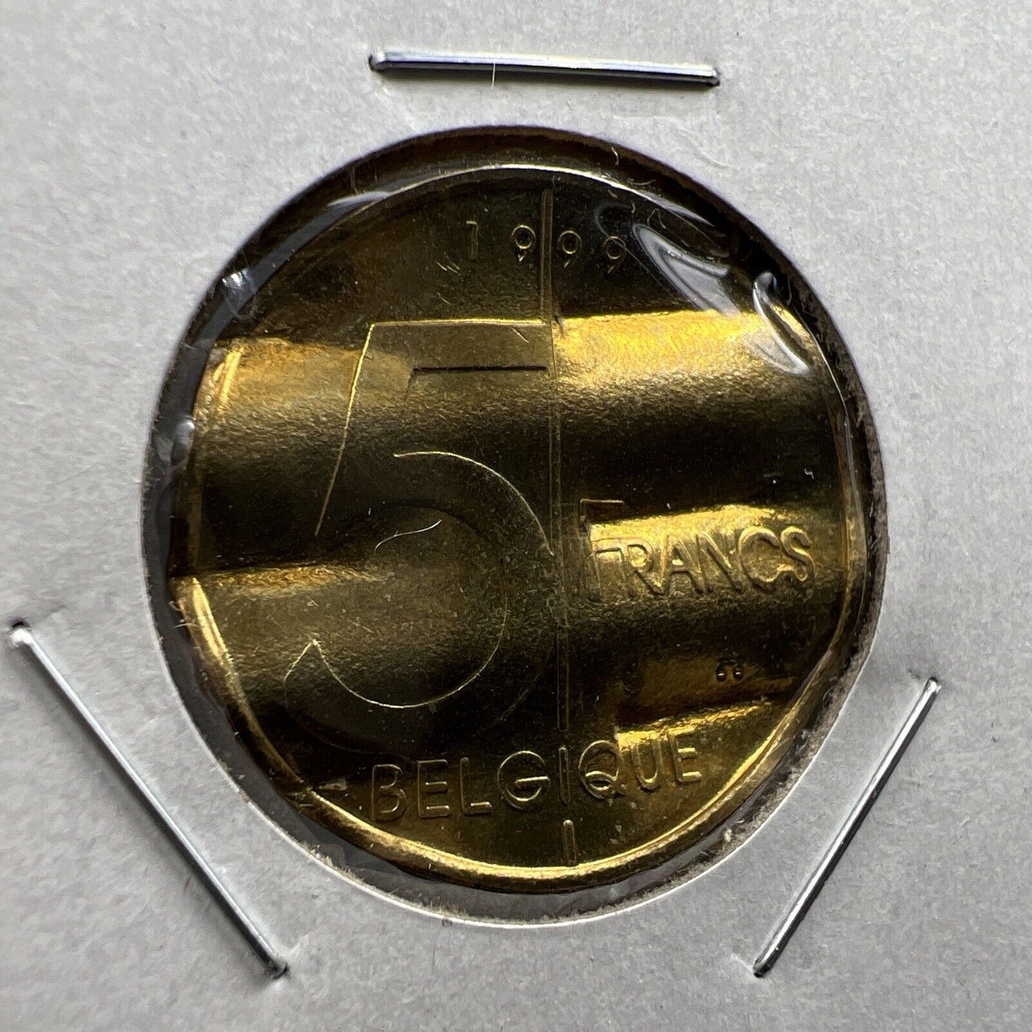 Belgium Waffle Waffled Error Coin 1999 5 Francs UNC #B