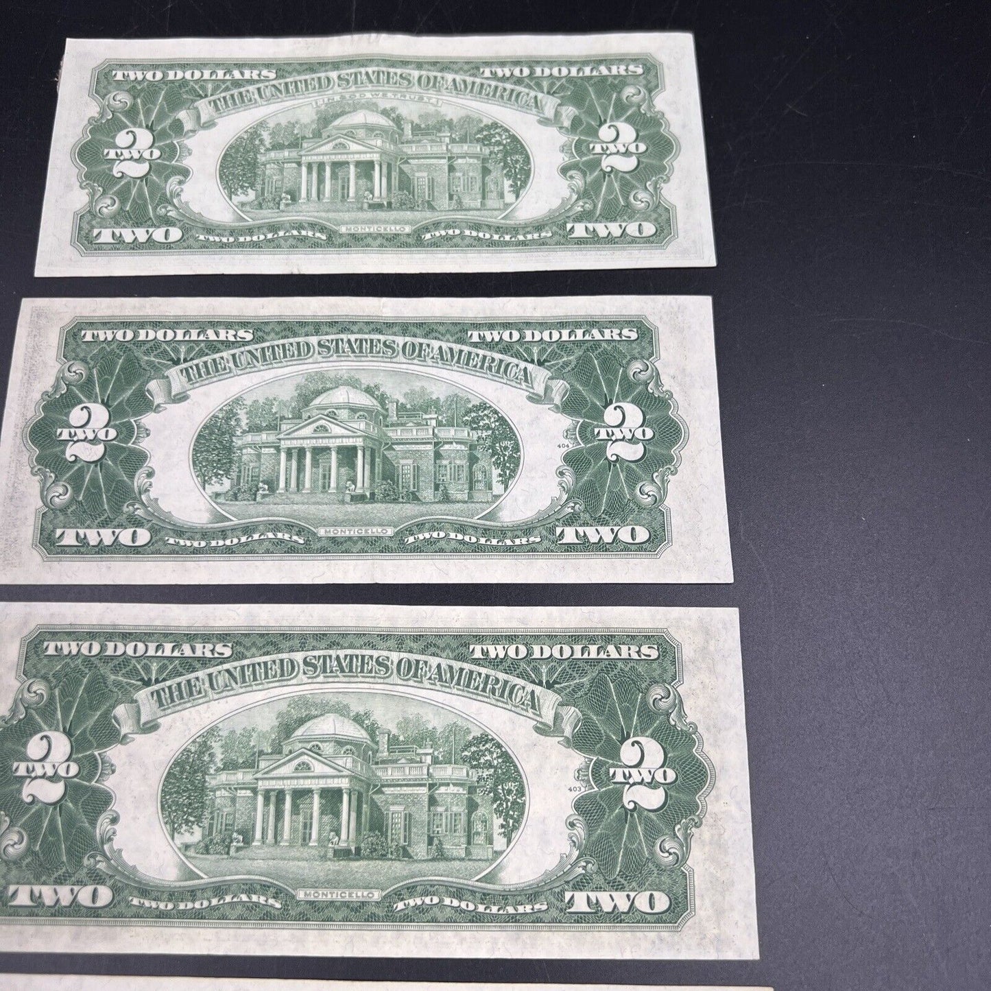 5 Note Set 1953 + ABC & 1963 $2 Two Dollar Red Seal Legal Tender Bill Notes XF+