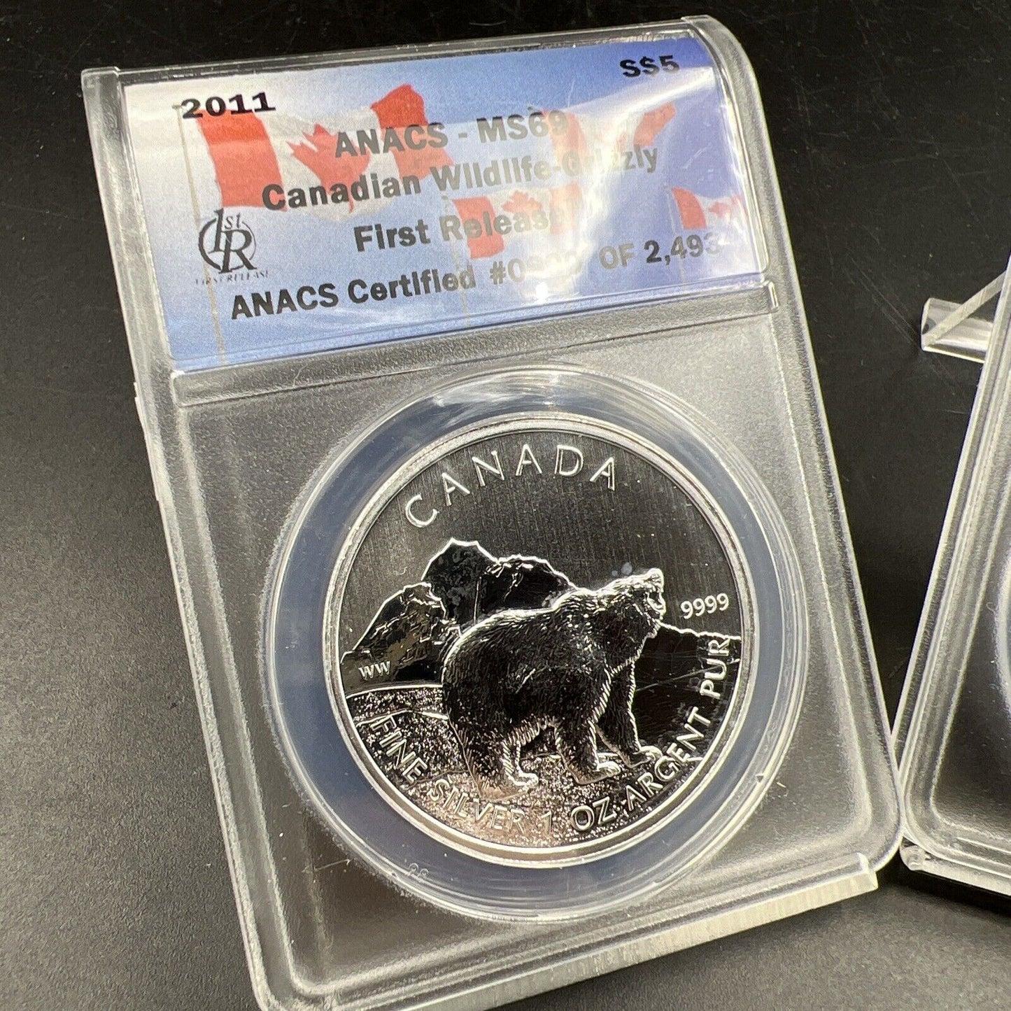 2 Consecutive Serial Number ANACS MS69 2012 1 Oz Silver Wildlife Grizzly