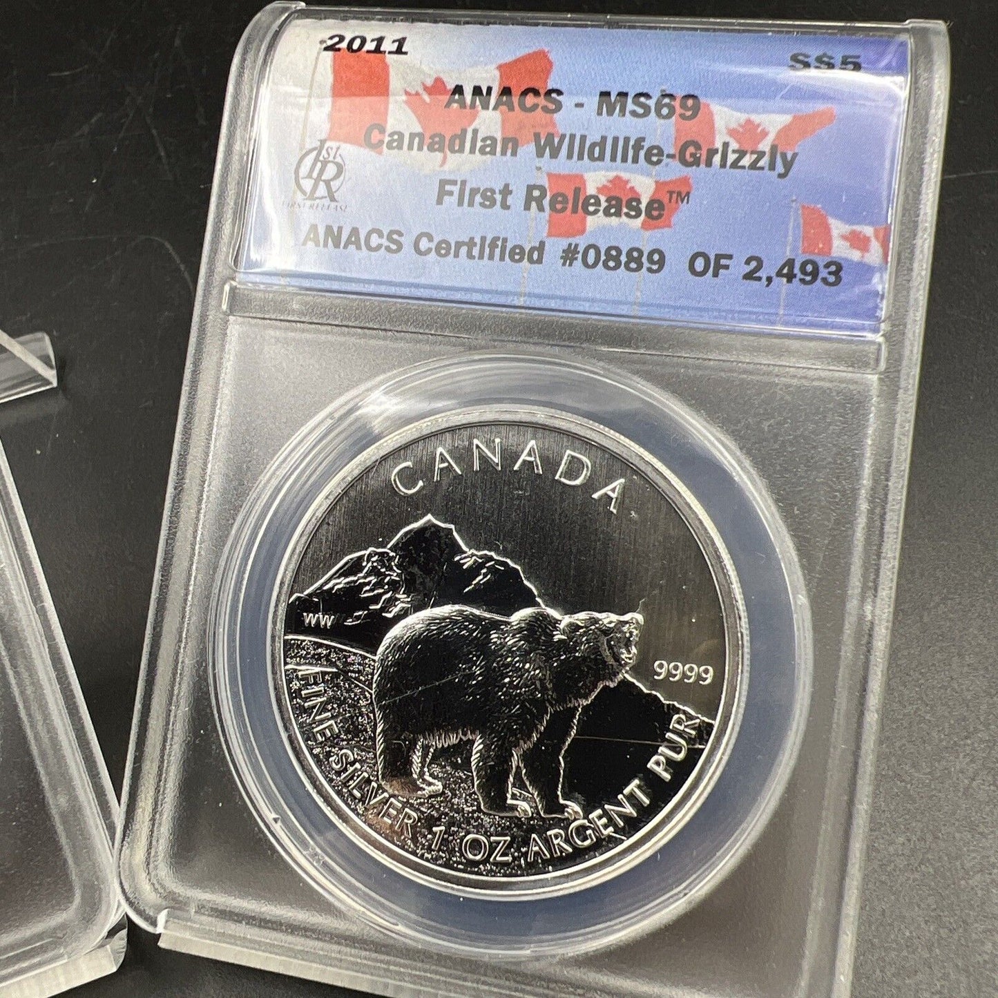 2 Consecutive Serial Number ANACS MS69 2012 1 Oz Silver Wildlife Grizzly