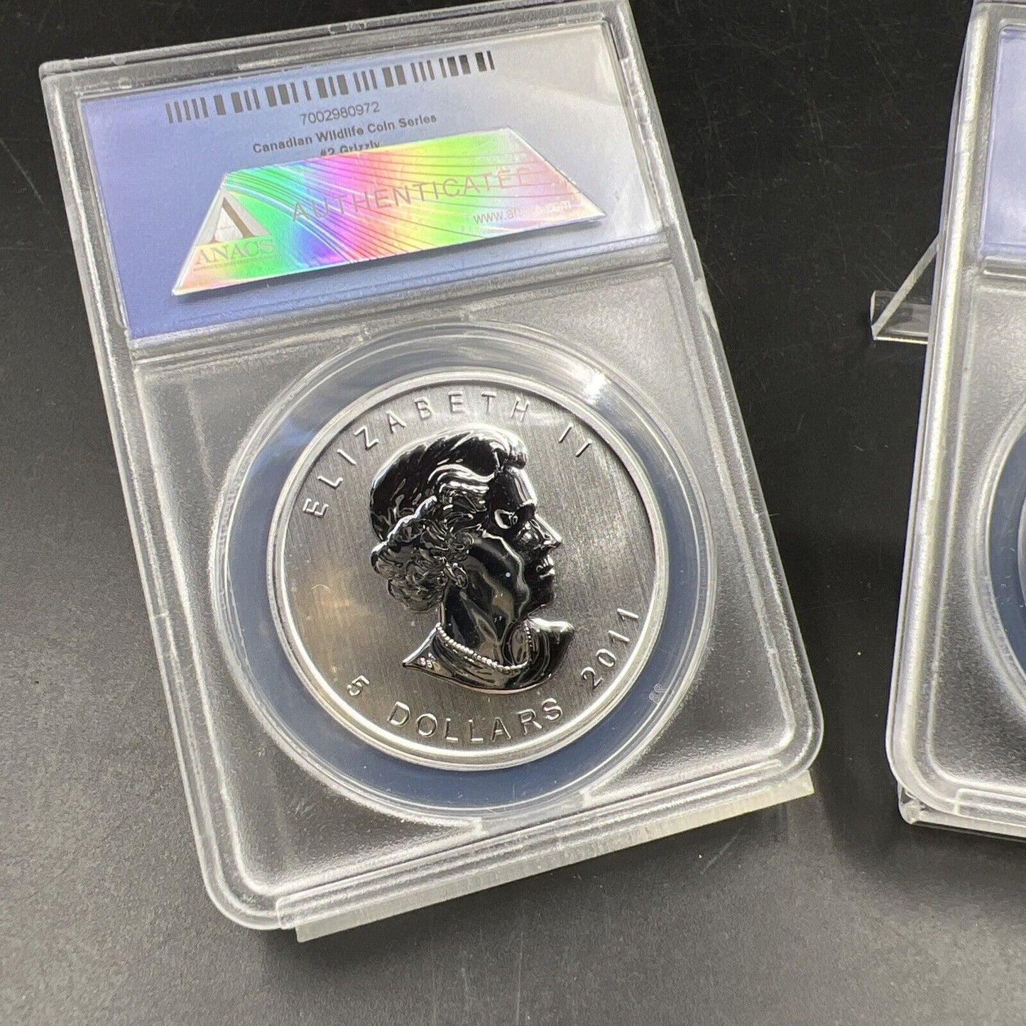 2 Consecutive Serial Number ANACS MS69 2012 1 Oz Silver Wildlife Grizzly