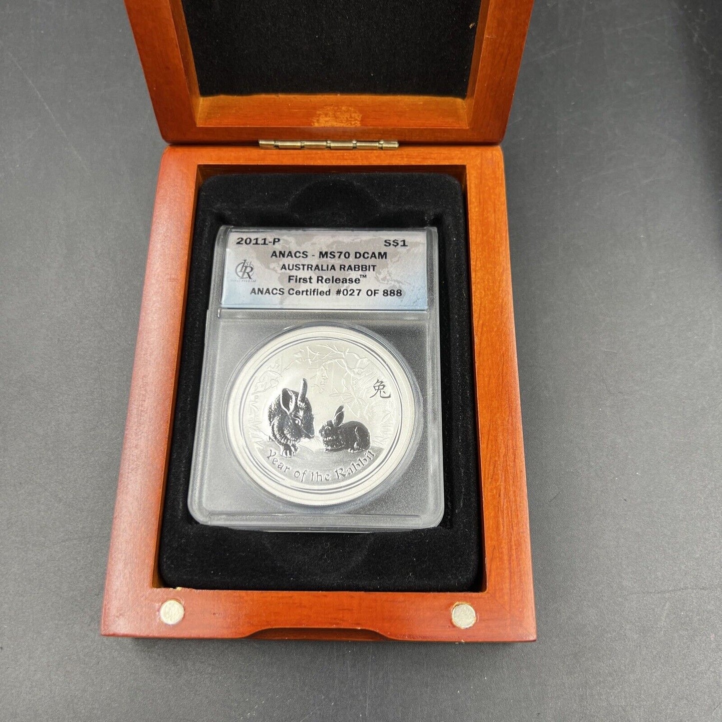 2011 1 oz Silver Australia Rabbit $1 Coin .999 ANACS MS70 DCAM in Display Box #7