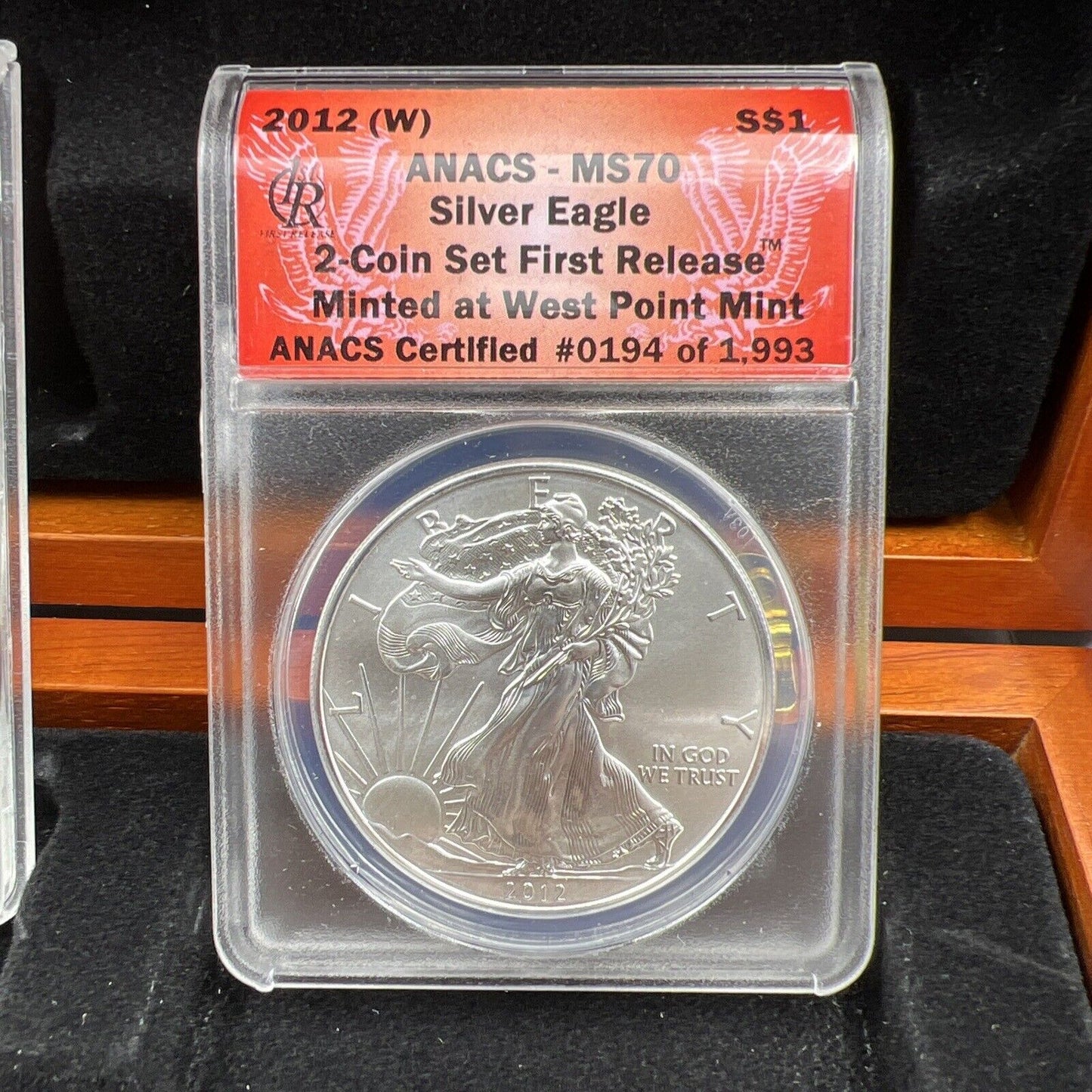 2 Coin 2012 S & W 1 oz ASE American Silver Eagle Business Strike Set MS70 ANACS