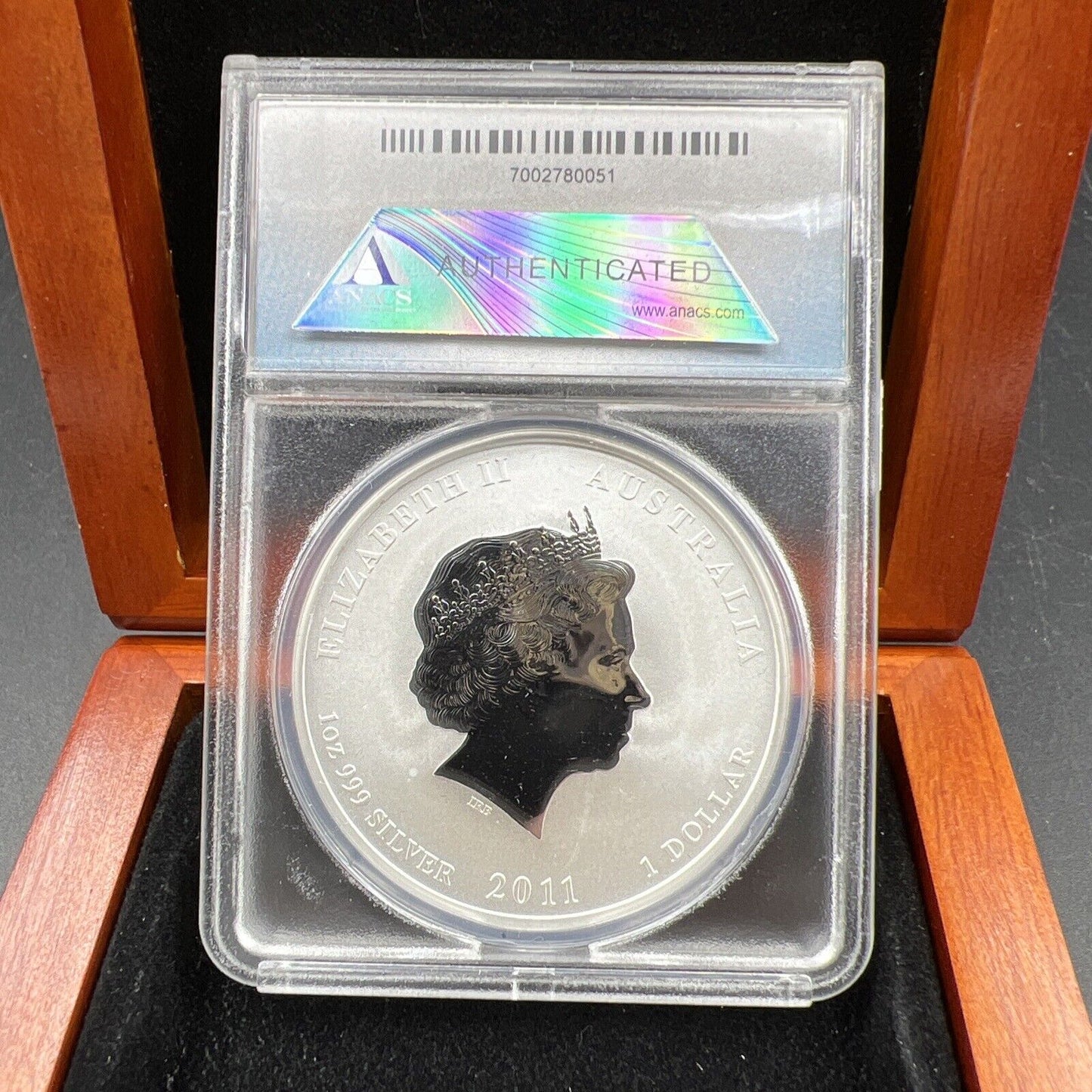 2011 1 oz Silver Australia Rabbit $1 Coin .999 ANACS MS70 DCAM in Display Box #6