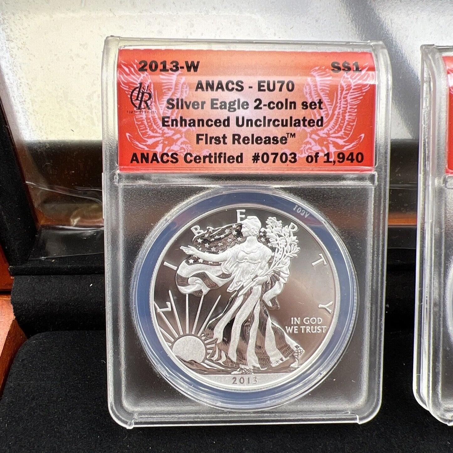 2013 W 2 Coin Silver American Eagle West Point Set ANACS EU70 RP70 Enhanced & RP