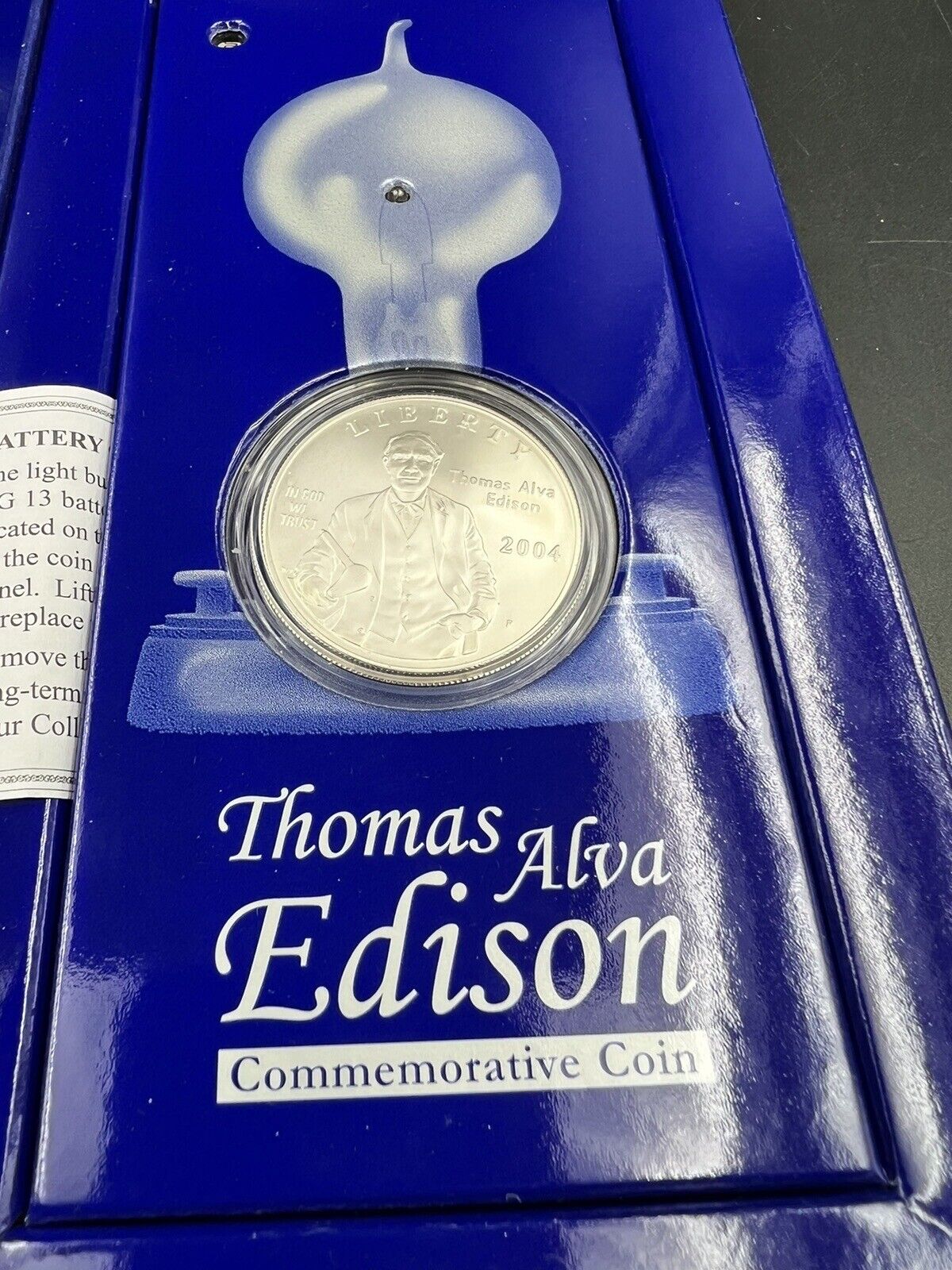 2004 Thomas Edison Commemorative Silver Dollar Collector's Set Illumen Light Box
