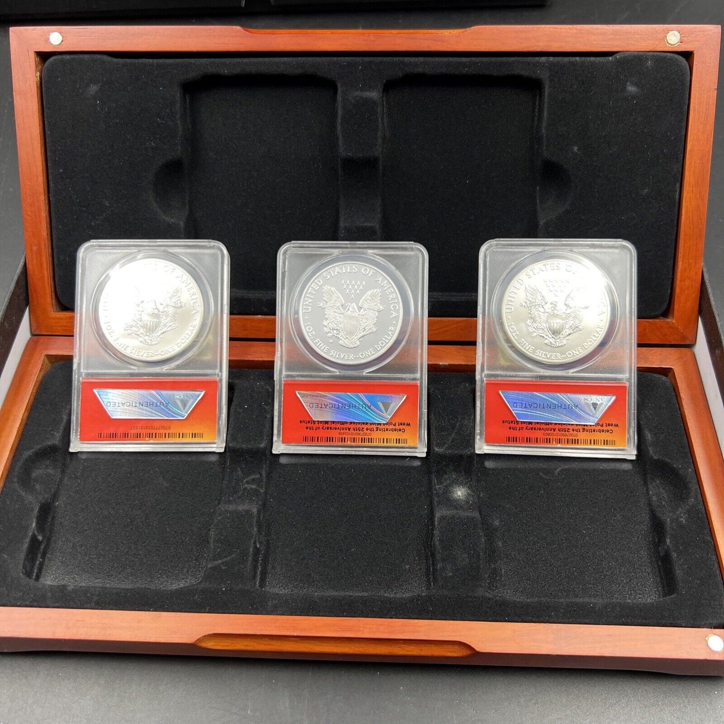 2013 3 Coin ASE 1 oz American Silver Eagle Set ANACS MS70 MS & Proof PR70 w/ box