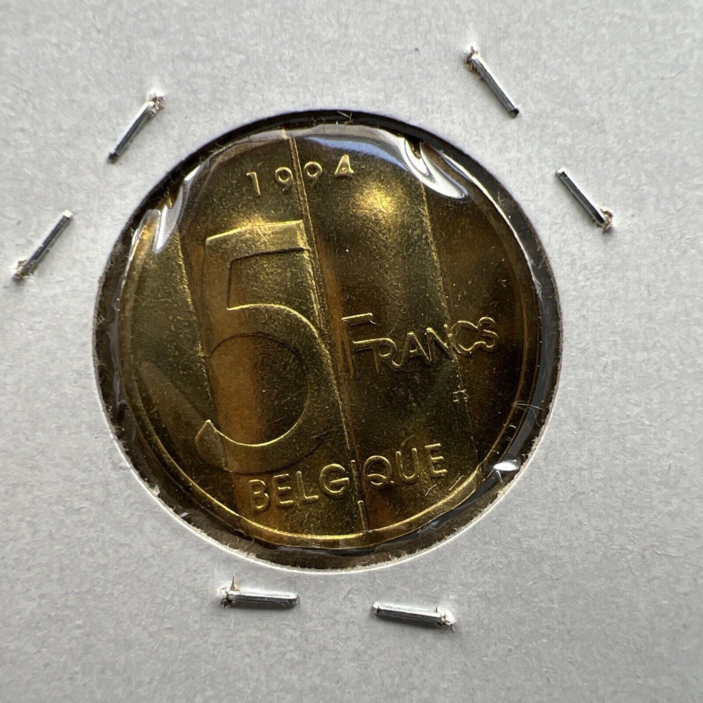 Belgium Waffle Waffled Error Coin 1994 5 Francs UNC #B