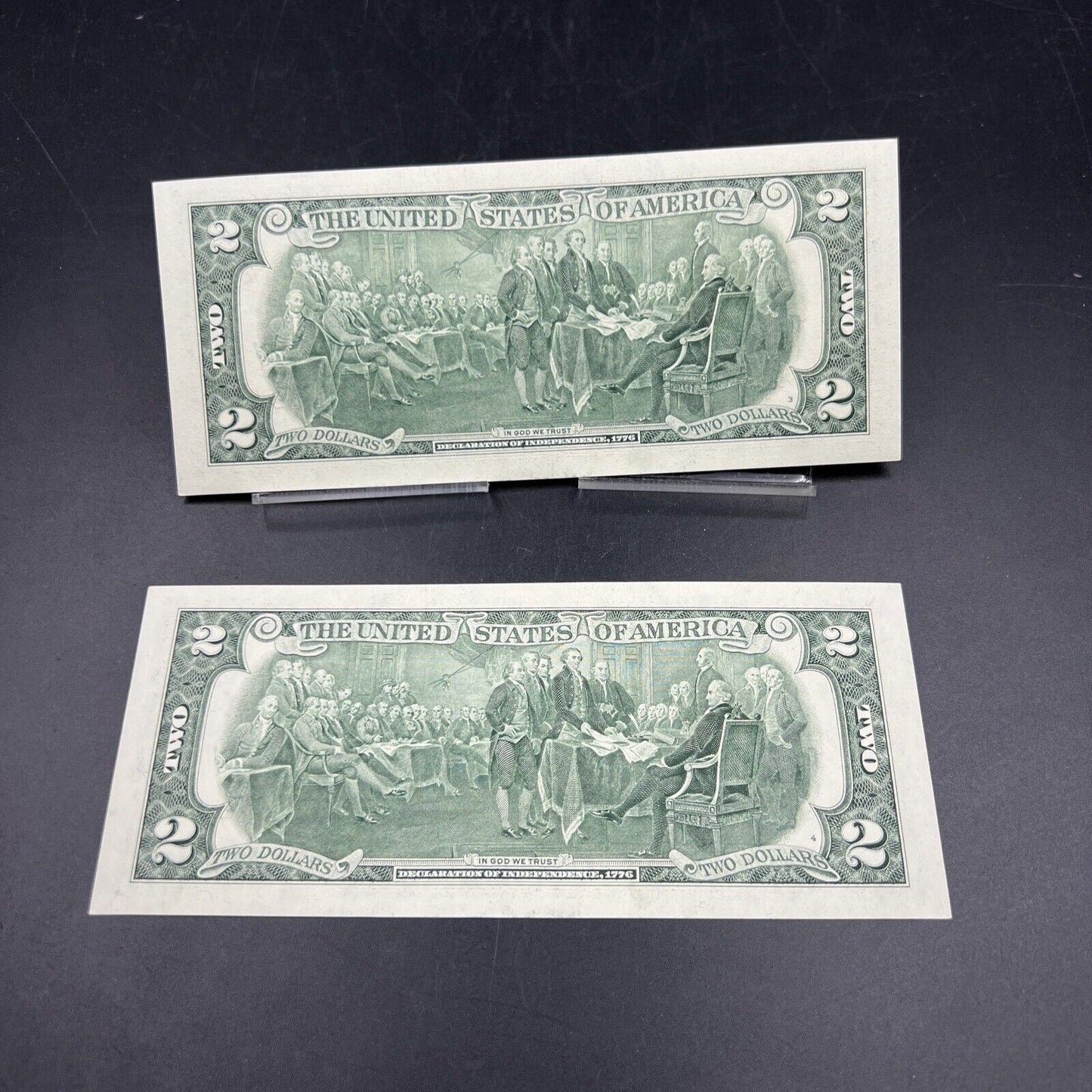 Lot of 2 2003 $2 Two Dollar FRN Federal Reserve Note Bills NEAT Serial #881