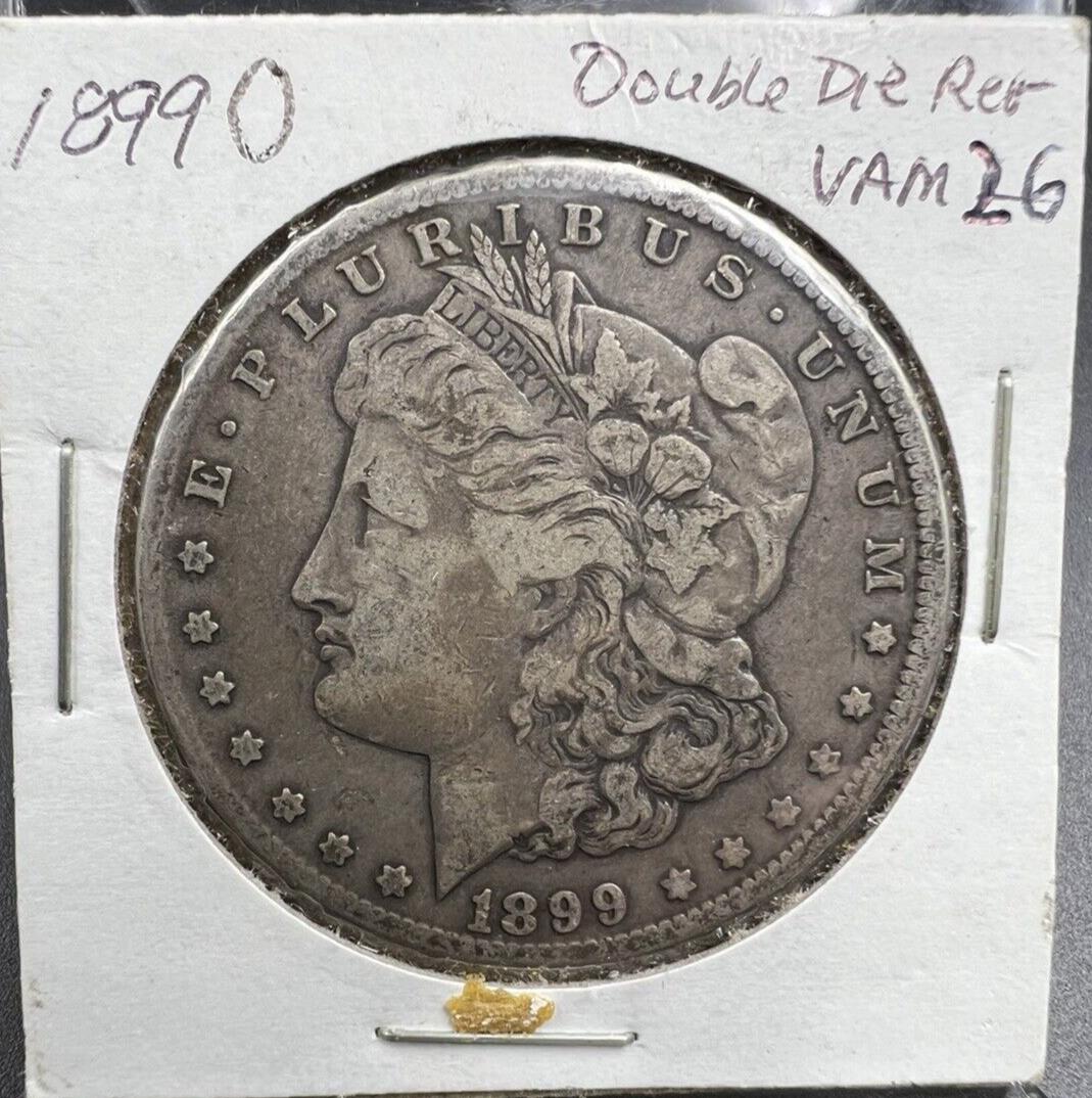 1899 O Morgan Silver Dollar VAM 26 Variety Double Die Reverse VF Details Glue