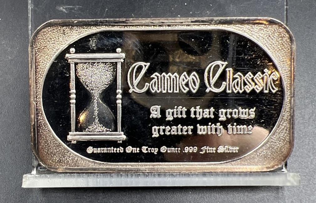 1oz .999 Fine Silver Vintage Cameo Classic Sand Happy Anniversary 25 Bar CH UNC