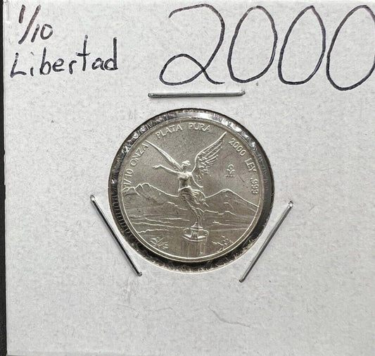 2000 Mexico Libertad  1/10 ounce Silver Coin Pure Silver .999 #AB Not Much Tonin