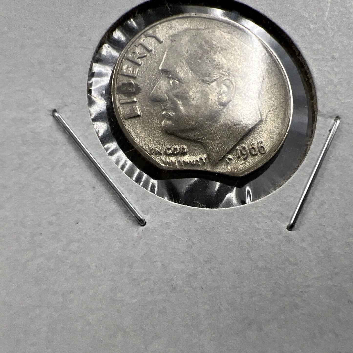 1966 10c Roosevelt Clad Dime Coin Clipped Placneht Error VF / XF Circ