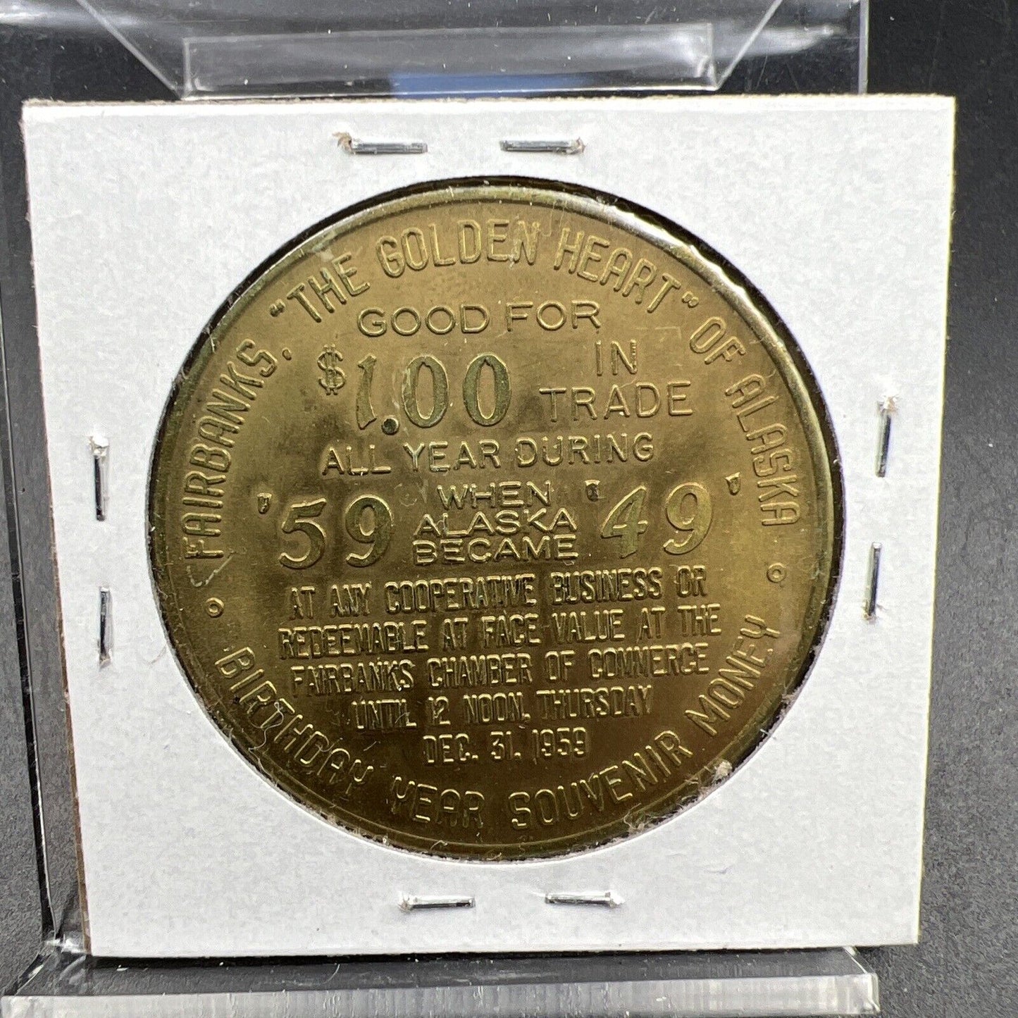 1959 UNITED STATES US Fairbanks ALASKA 49th State BIRTHDAY Vintage Medal BU UNC