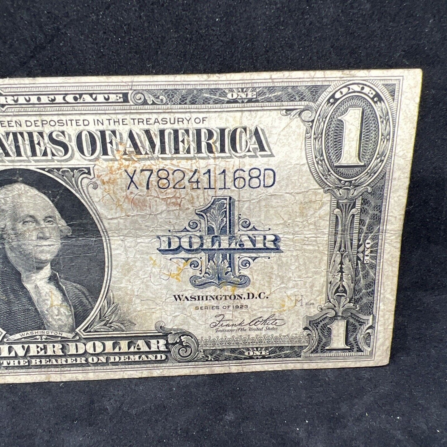 1923 $1 Large One Dollar Silver Certificate Horse Blanket Blue Seal VG Detail