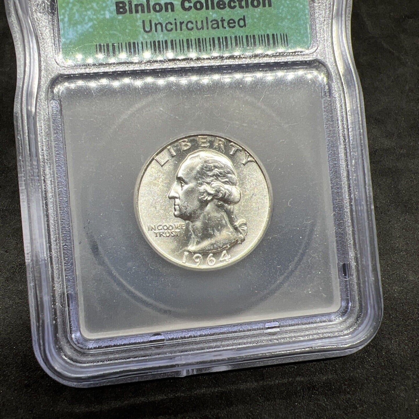 IGC Binion Hoard Mint State UNC Type 1964 P 25c Washington Silver Quarter Coin