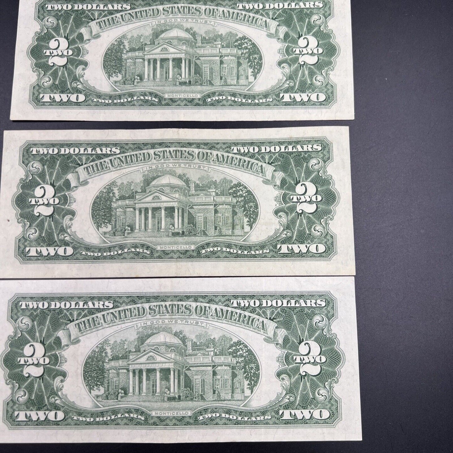 Lot of 5 1963 $2 Two Dollar US Red Seal Legal Tender Bills CH VF Very Fine #281