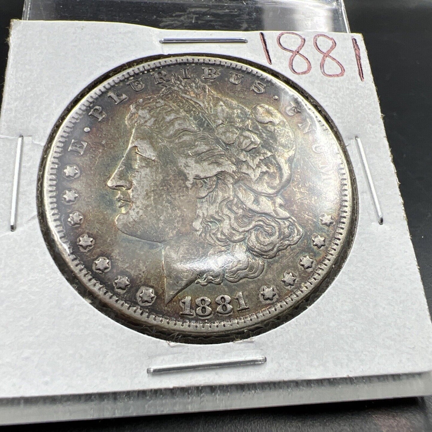 1881 P $1 Morgan Dollar Coin XF EF Extra Fine Neat Toning Obverse