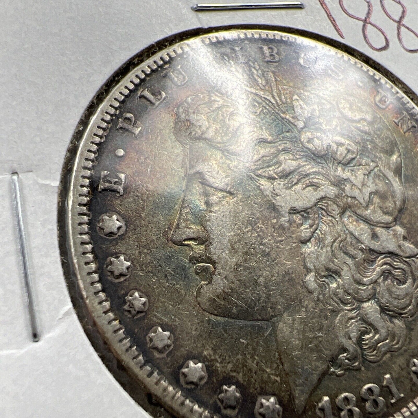 1881 P $1 Morgan Dollar Coin XF EF Extra Fine Neat Toning Obverse