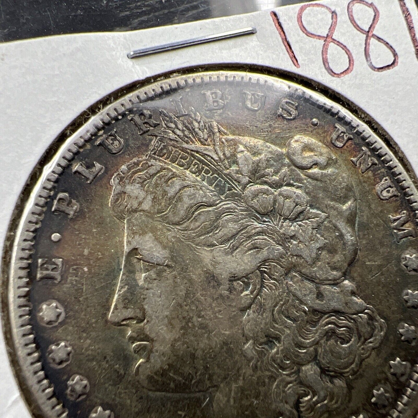 1881 P $1 Morgan Dollar Coin XF EF Extra Fine Neat Toning Obverse