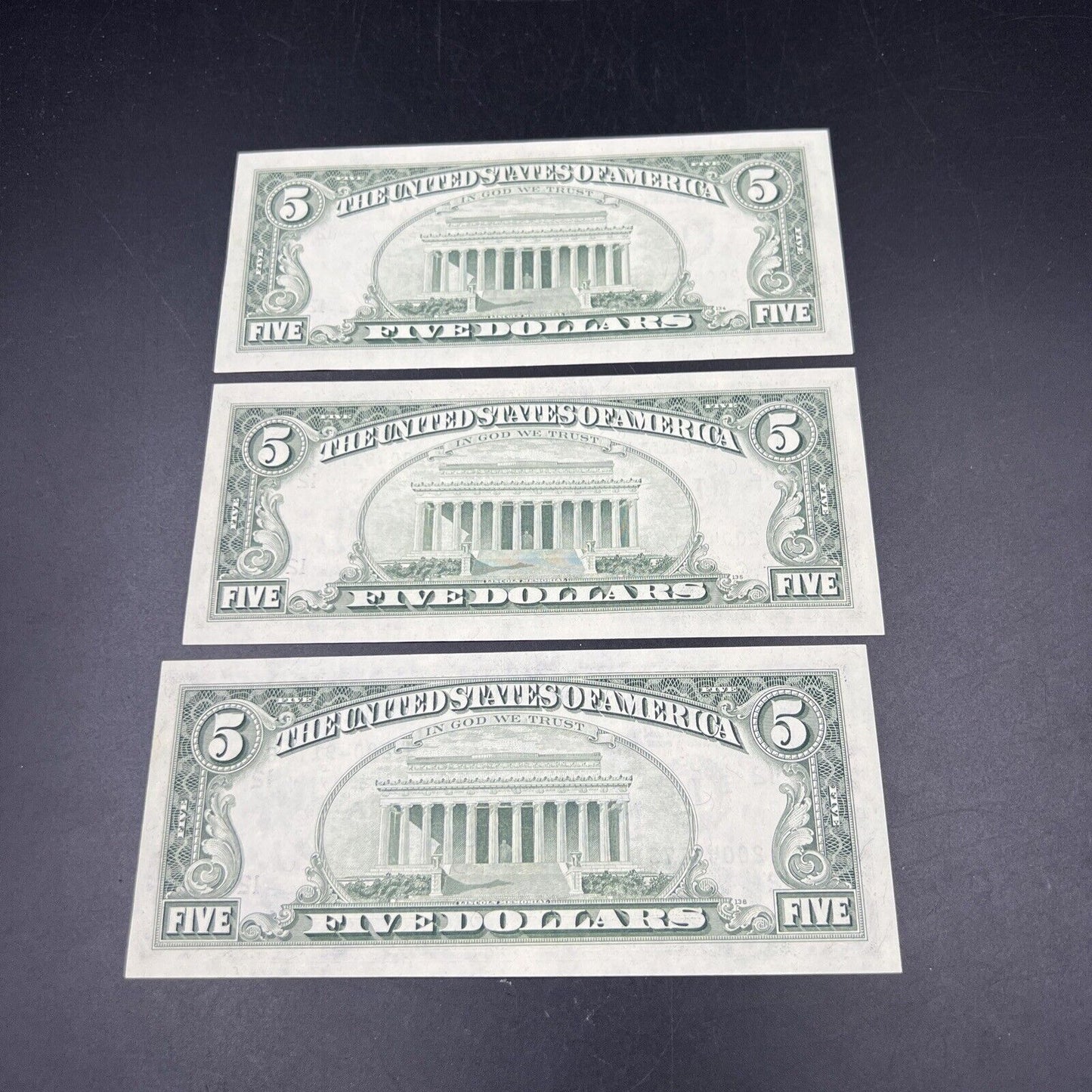 3 Consecutive 1985 $5 FRN Five Dollar Federal Reserve Notes Choice UNC Bills