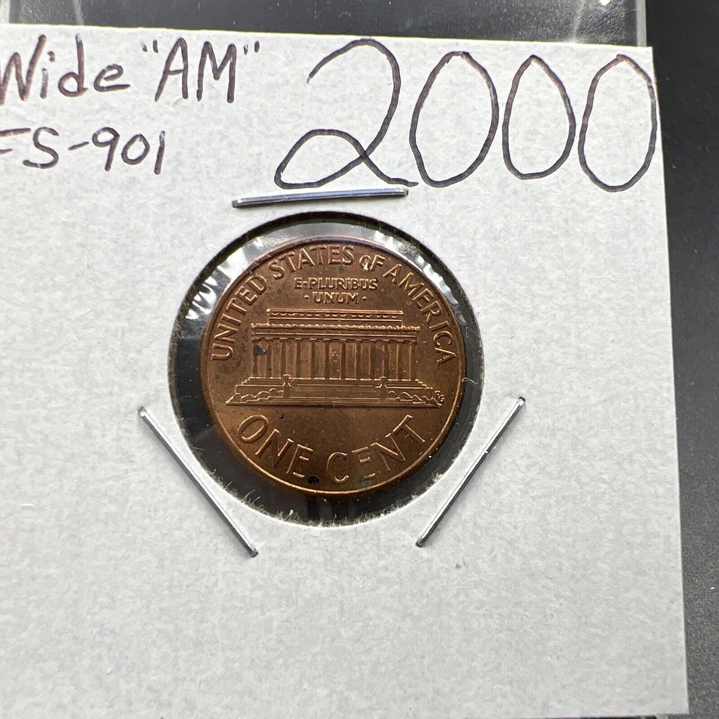 2000 1c Lincoln Memorial One Cent Penny Wide AM Variety CH AU FS-901 #D