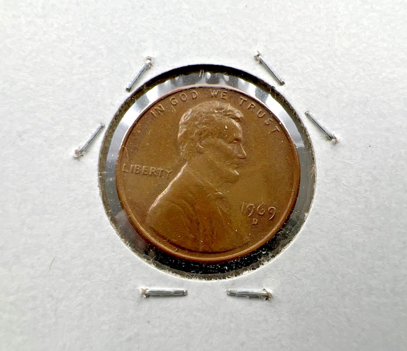 1969 D 1c Lincoln Cent Missing Designer Initials Reverse Error Variety FS-901 XF