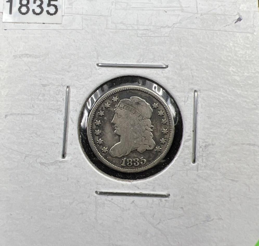 1835 5C Capped Liberty Bust Half Dime Silver Coin Choice Fine Circ