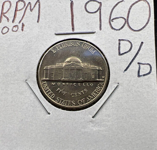 1960 D 5c Jefferson Nickel Coin Choice BU UNC RPM 001 Variety #B