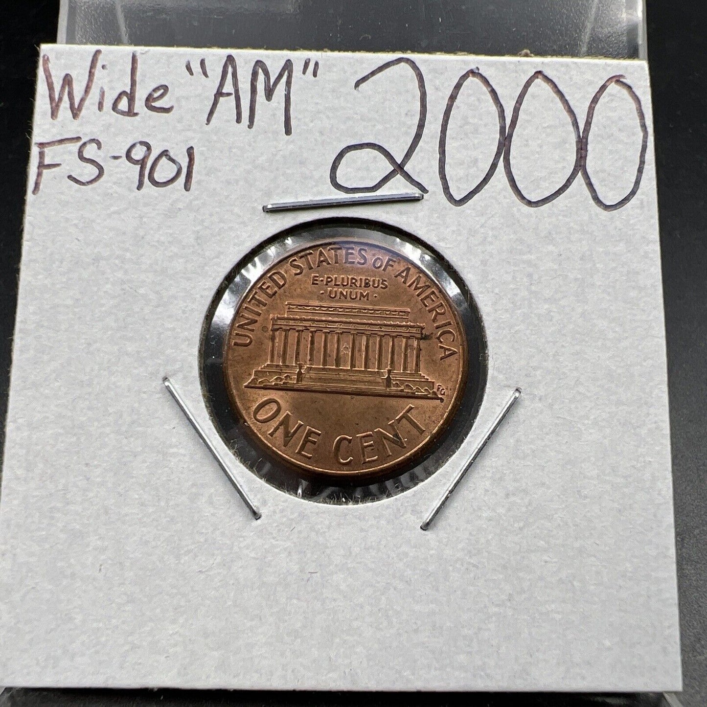 2000 1c Lincoln Memorial One Cent Penny Wide AM Variety CH AU FS-901 #A