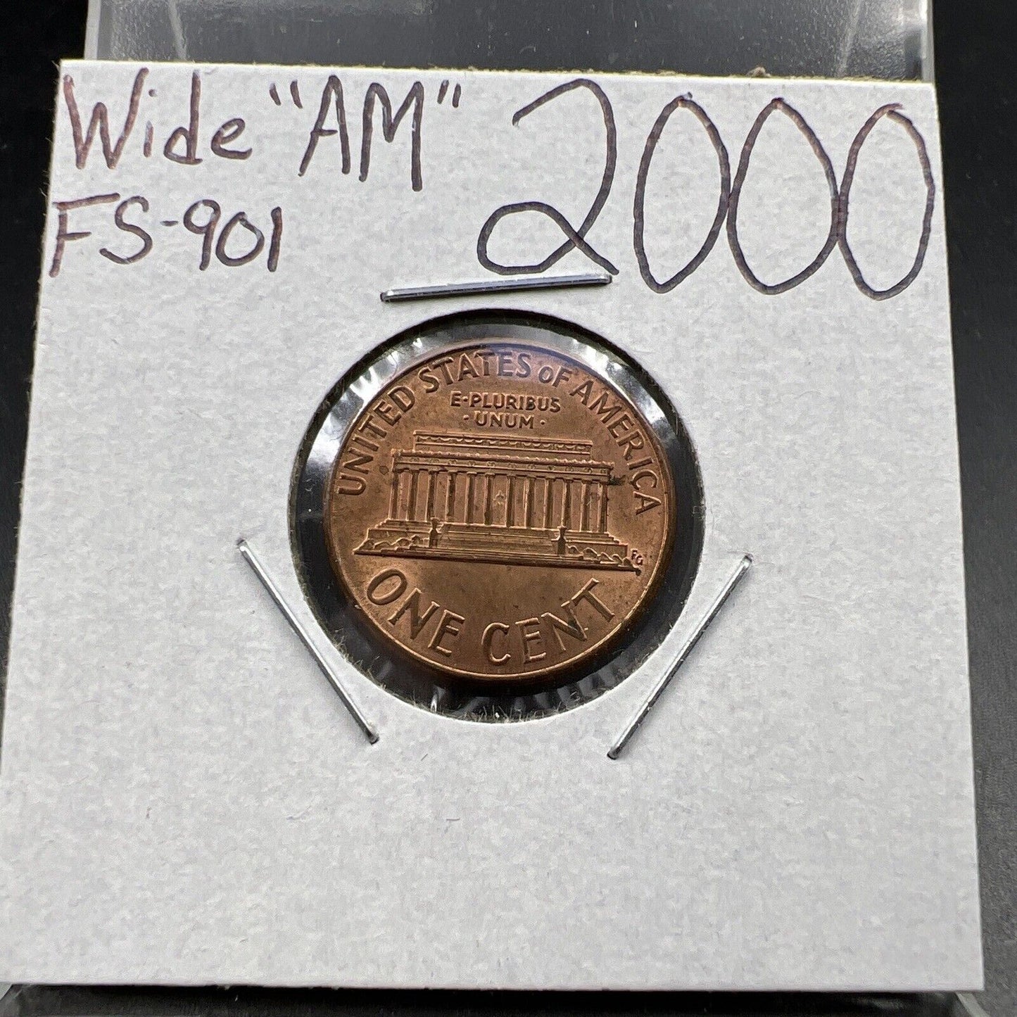 2000 1c Lincoln Memorial One Cent Penny Wide AM Variety CH AU FS-901 #A