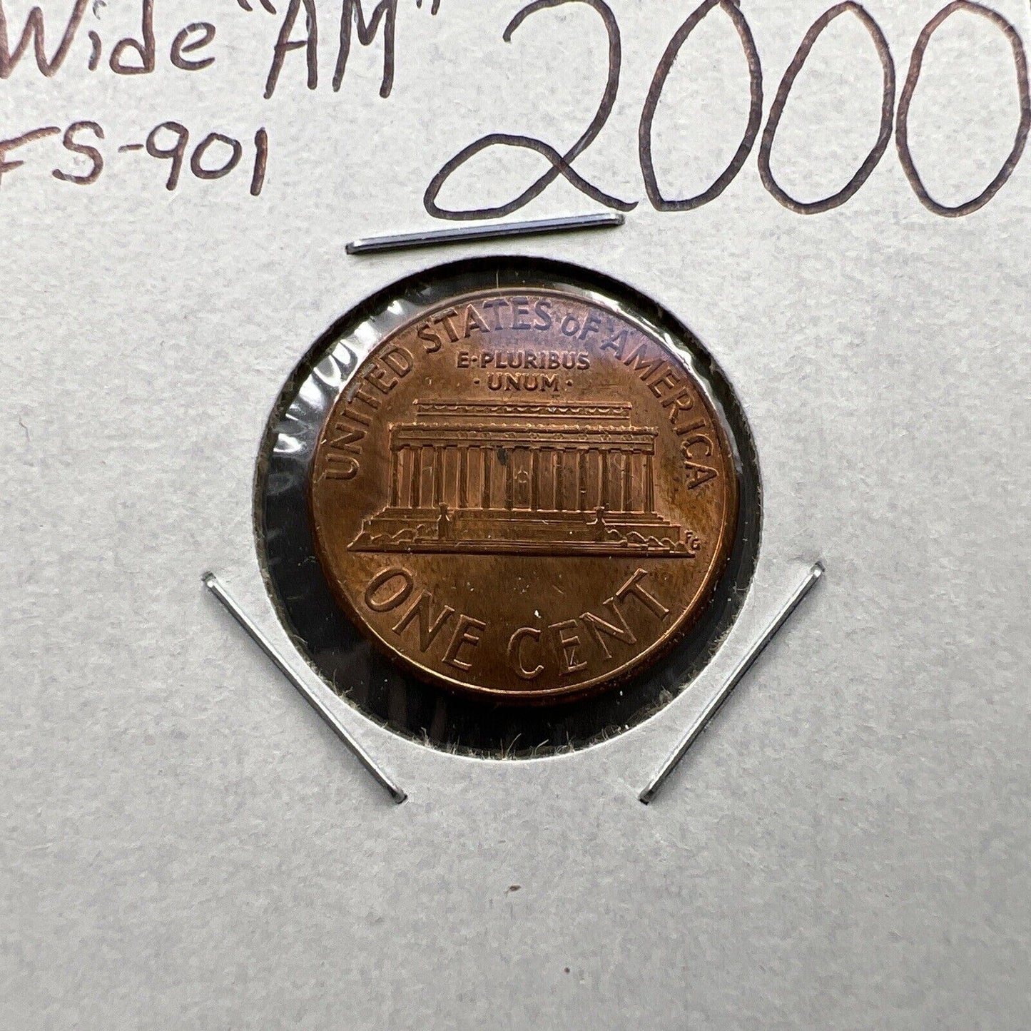 2000 1c Lincoln Memorial One Cent Penny Wide AM Variety CH AU FS-901 #C