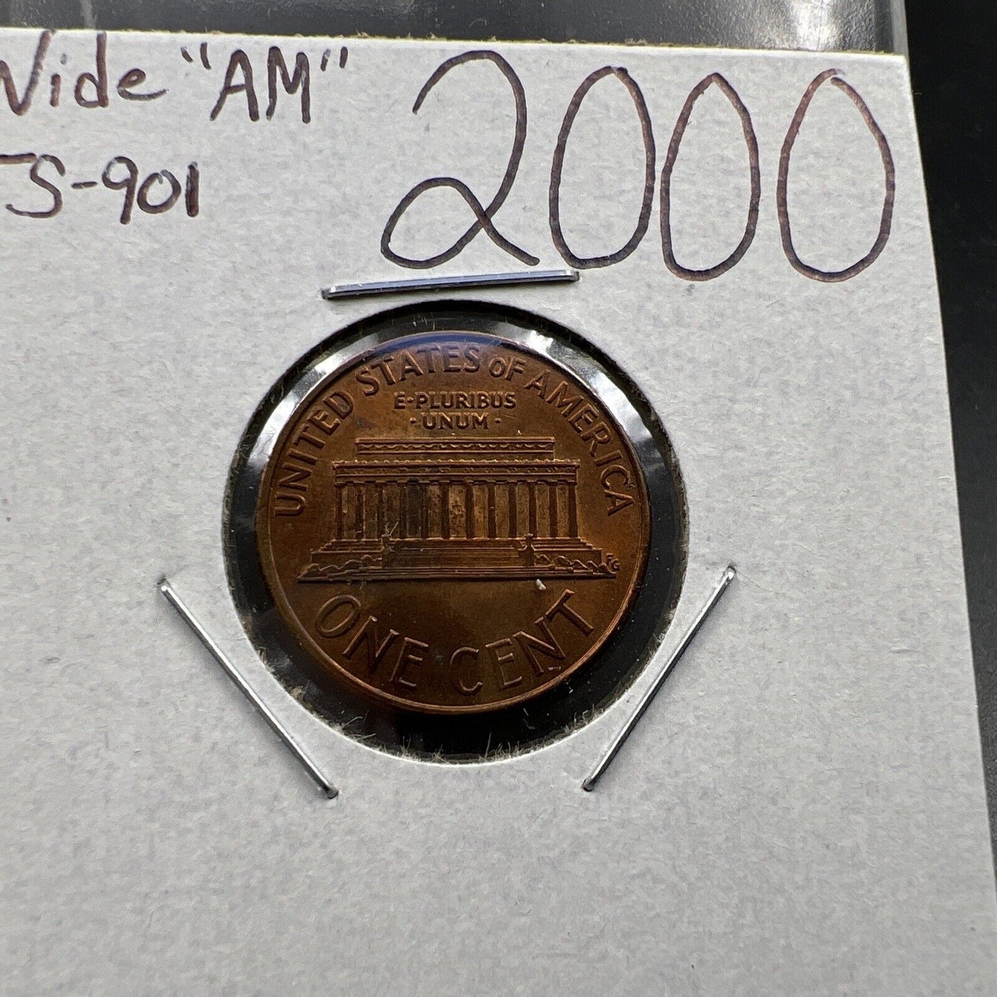 2000 1c Lincoln Memorial One Cent Penny Wide AM Variety CH AU FS-901 #E