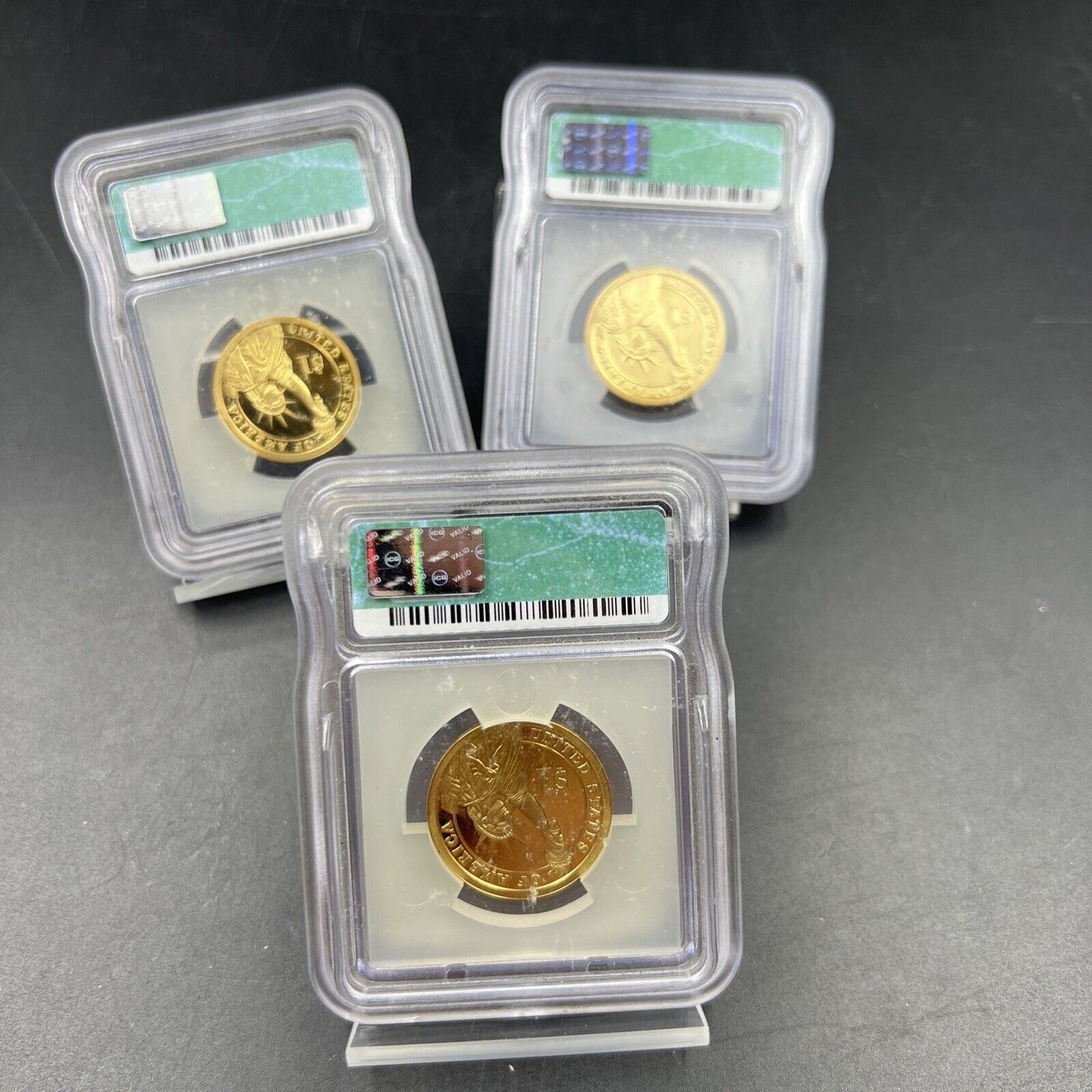 3 Coin Lot ICG PR70 Presidential Dollar Coins Washington x2 & Monroe Used Slabs