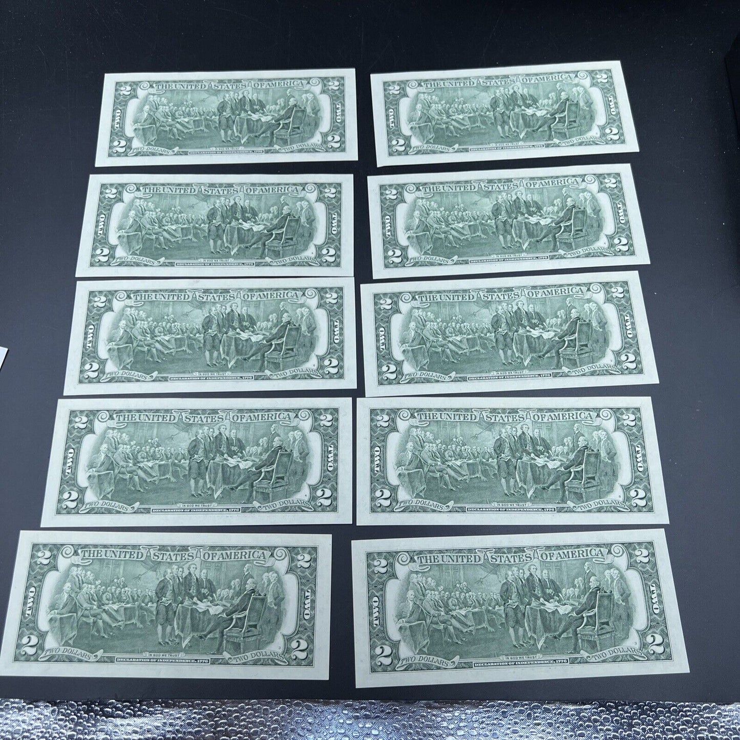 Lot of 10 Repeat Serial #9111 2003 $2 Two Dollar Federal FRN Notes Choice UNC