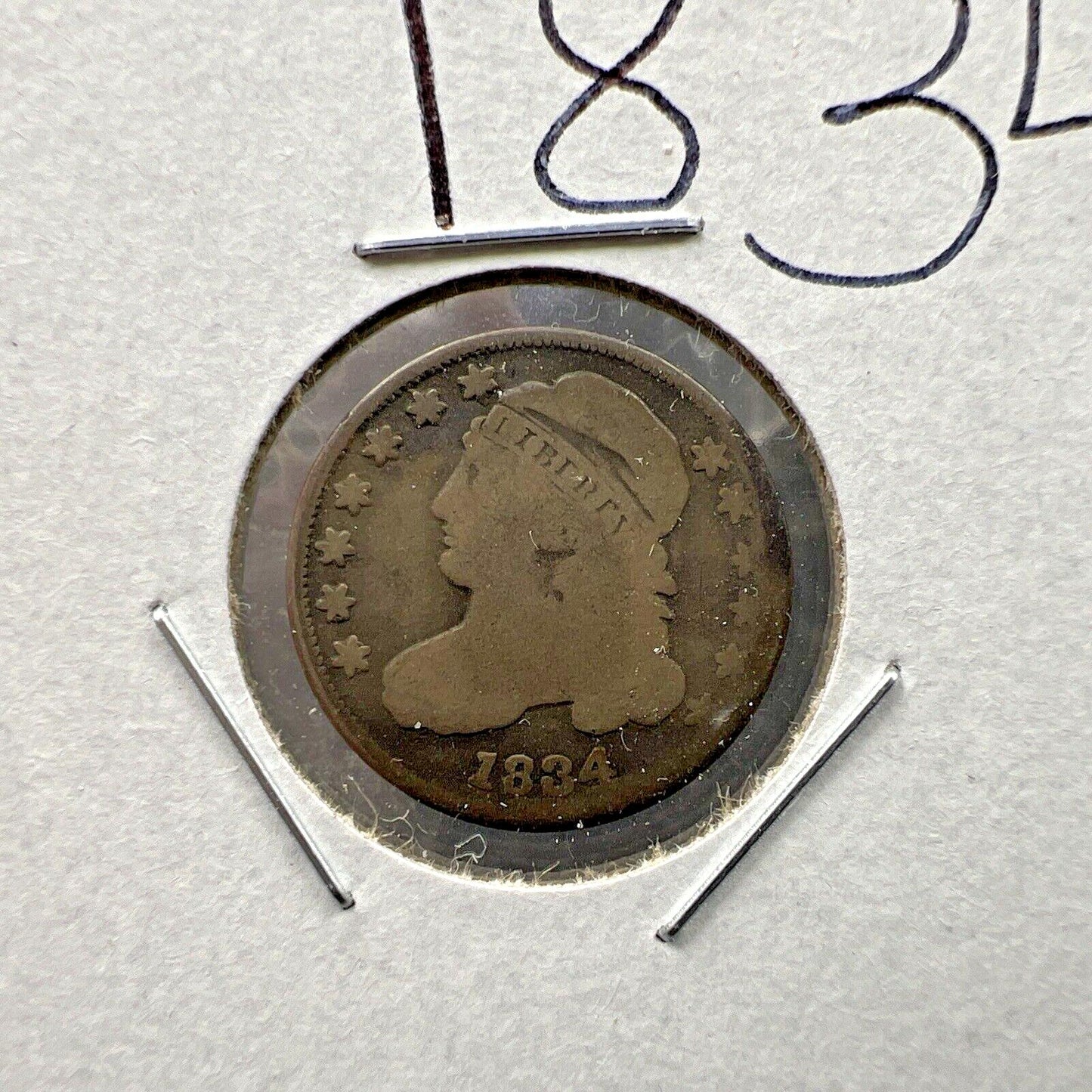 1834 10c Bust Silver Dime Coin Choice G Good Circ