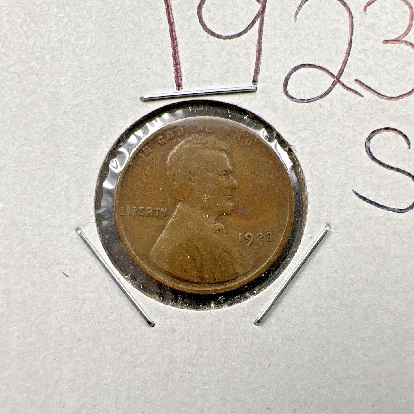 1923 S 1c Lincoln Wheat Cent Coin Choice VG Very Good Circ Semi Key Date