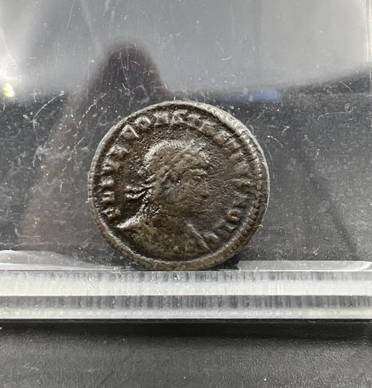 Constantius II Ancient Roman Bronze AE 3 Coin Fine Circ Two Soldiers Reverse