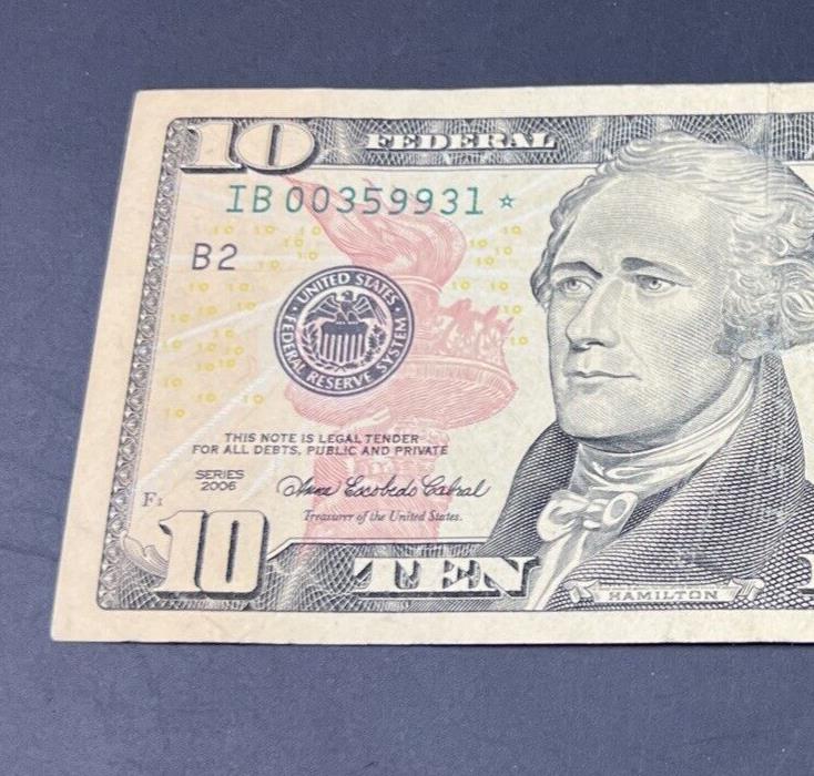 2006 $10 FRN * Star Federal Reserve Bill Note Very Good / Fine Circ #931