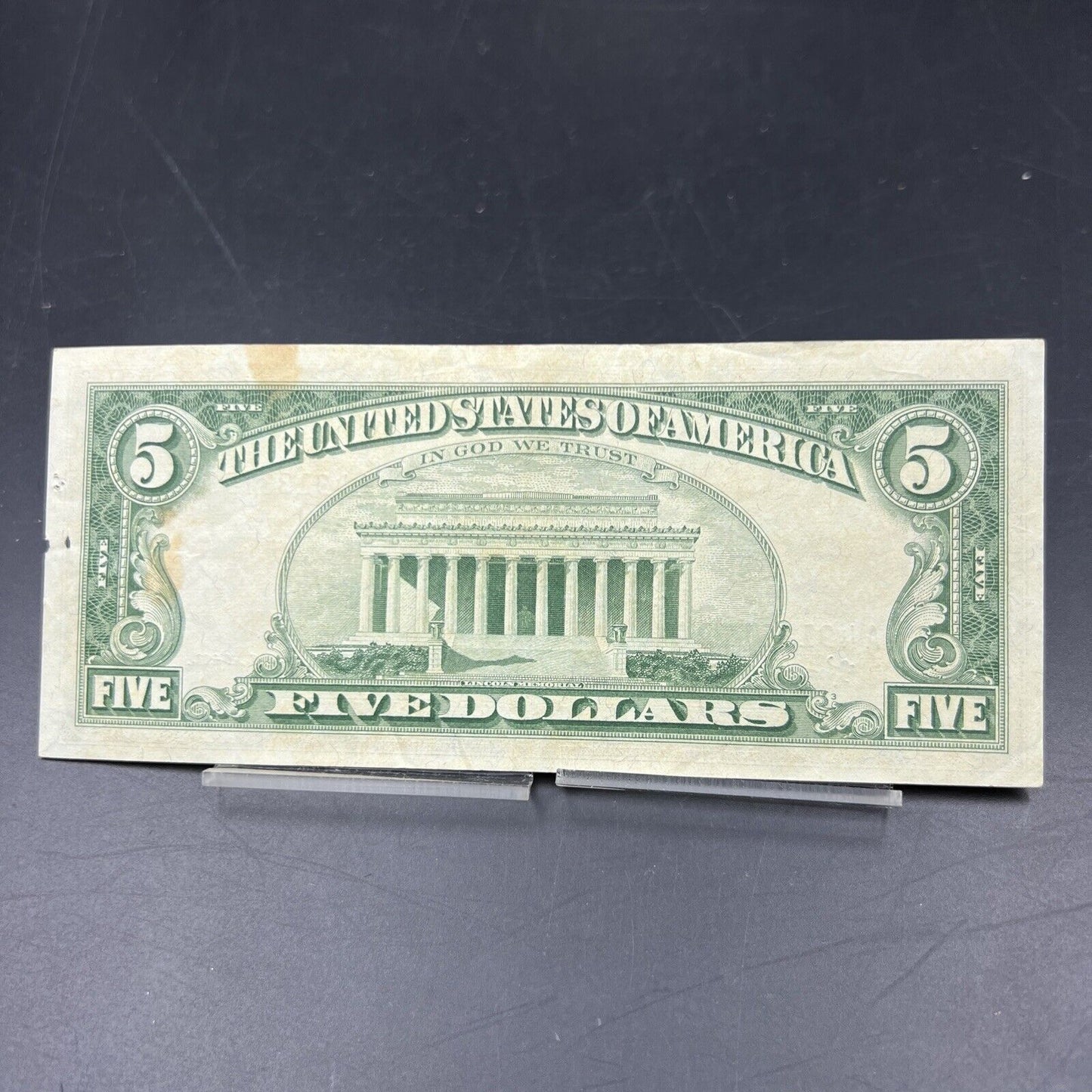 1963 $5 Five Dollar US Legal Tender United States Note VF Details Pin Hole