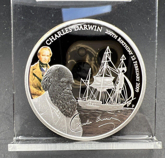 2009 Tuvalu 1 Oz .999 Fine Silver Charles Darwin Commemorative Ounce Coin Proof